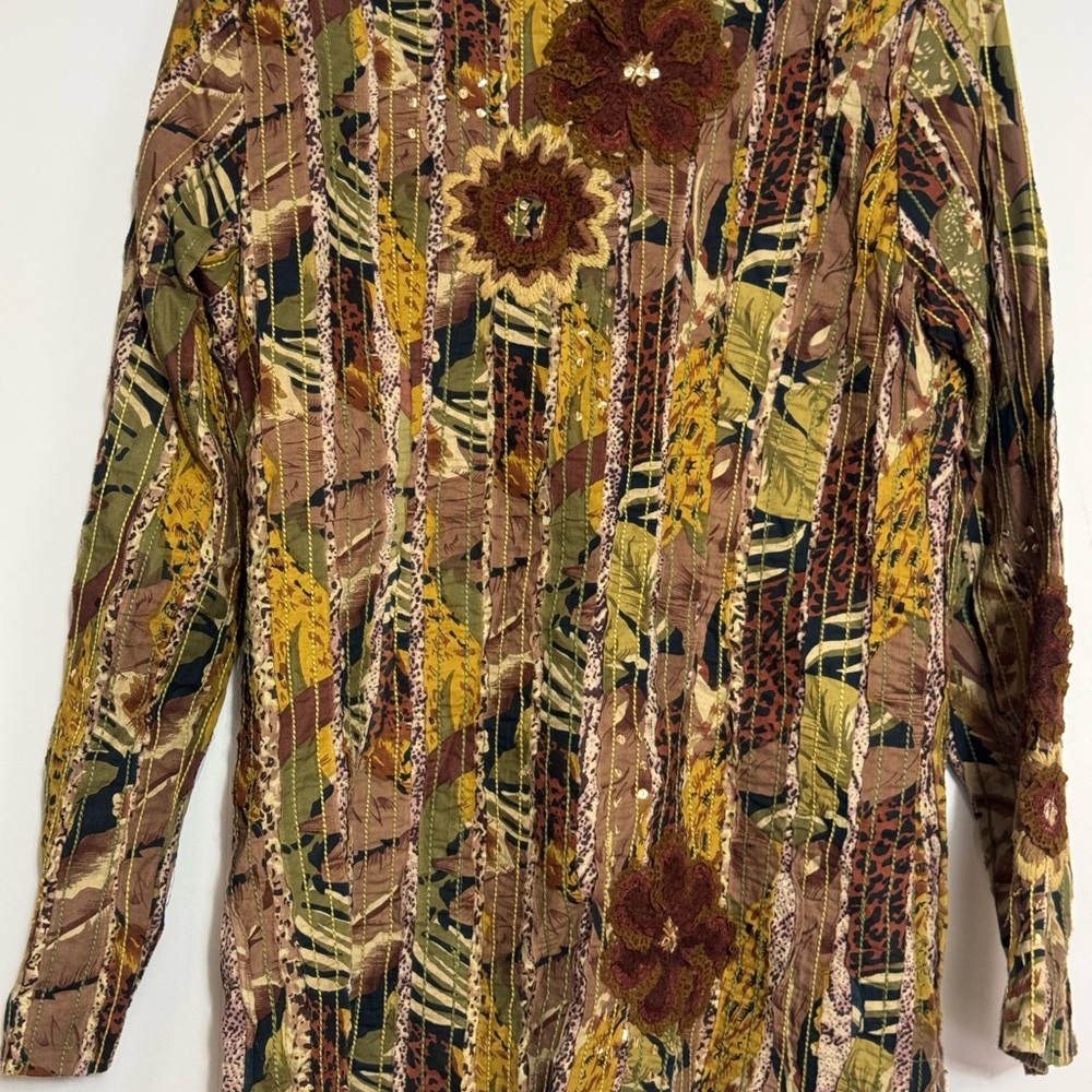 Sandy Starkman Boho Patchwork Floral Embroidered … - image 5